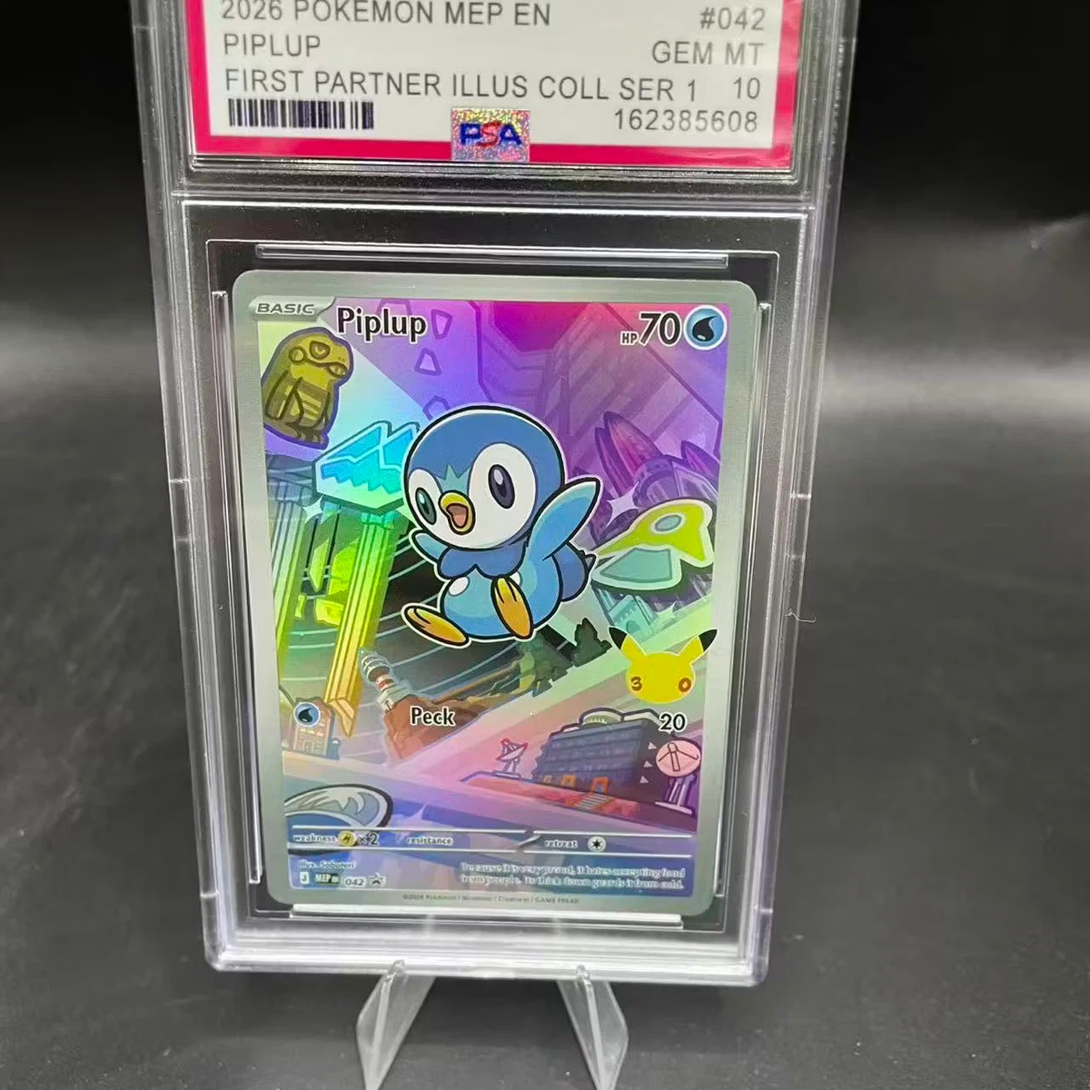 2026 Pokemon MEP‑EN Piplup #042 First Partner Illustration Collection Series 1 PSA 10 Gem Mint Full Art Holo Slab