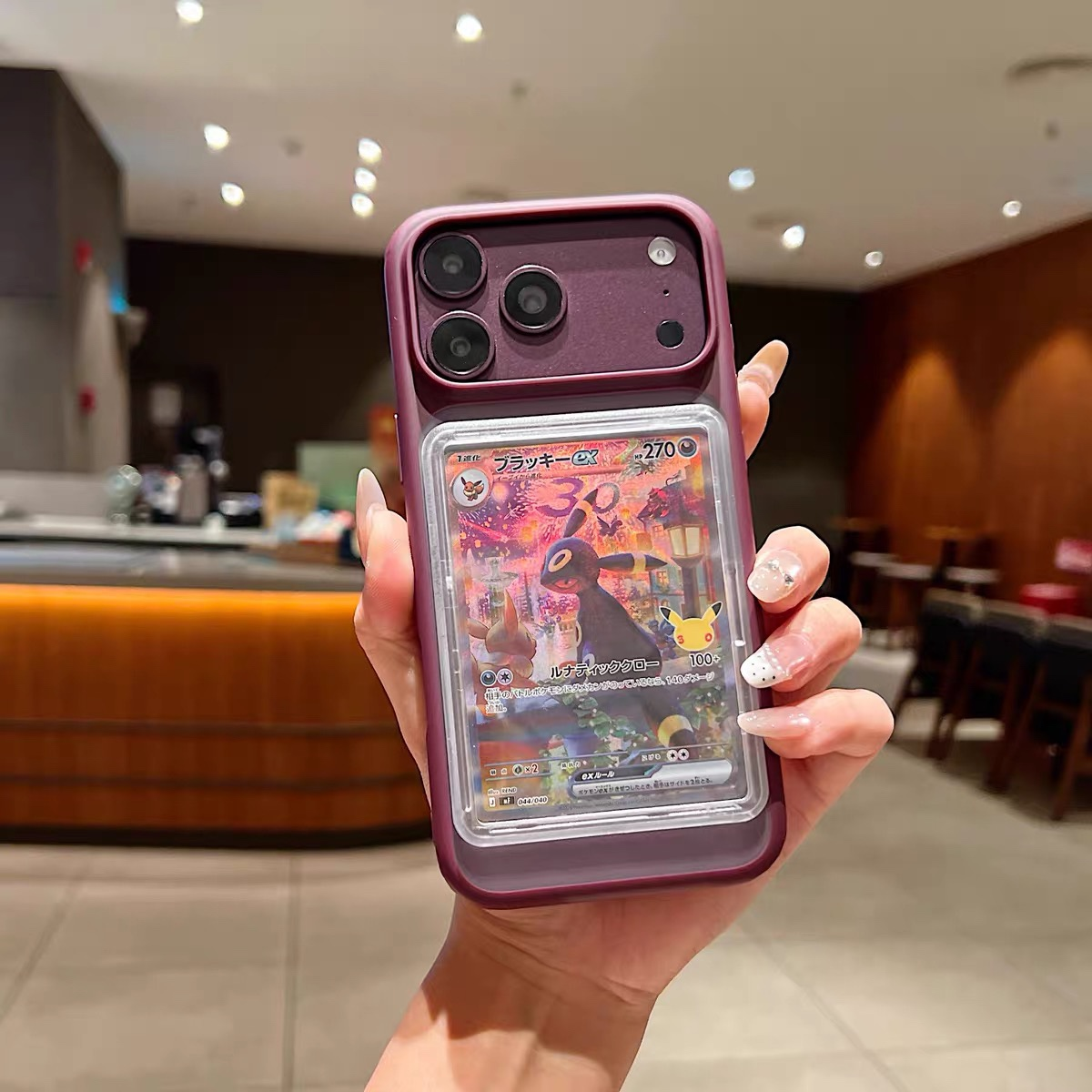 Gen 2 Trading Card Display Phone Case, Shockproof Black Protective Cover Holds Standard TCG Cards for iPhone