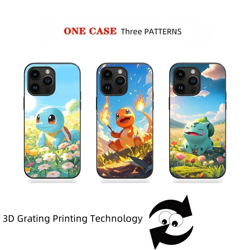 3D Grating Card Pokemon Phone Case For iPhone