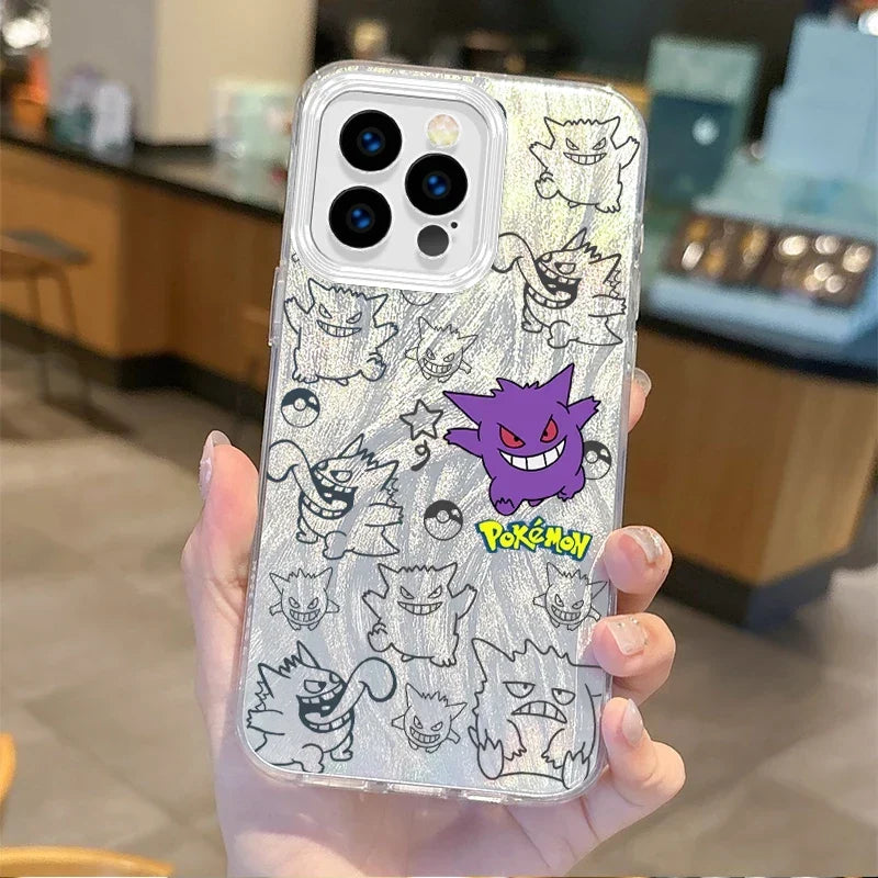 New Pokemon Gengar Cartoon Gradient Phone Case For iPhone